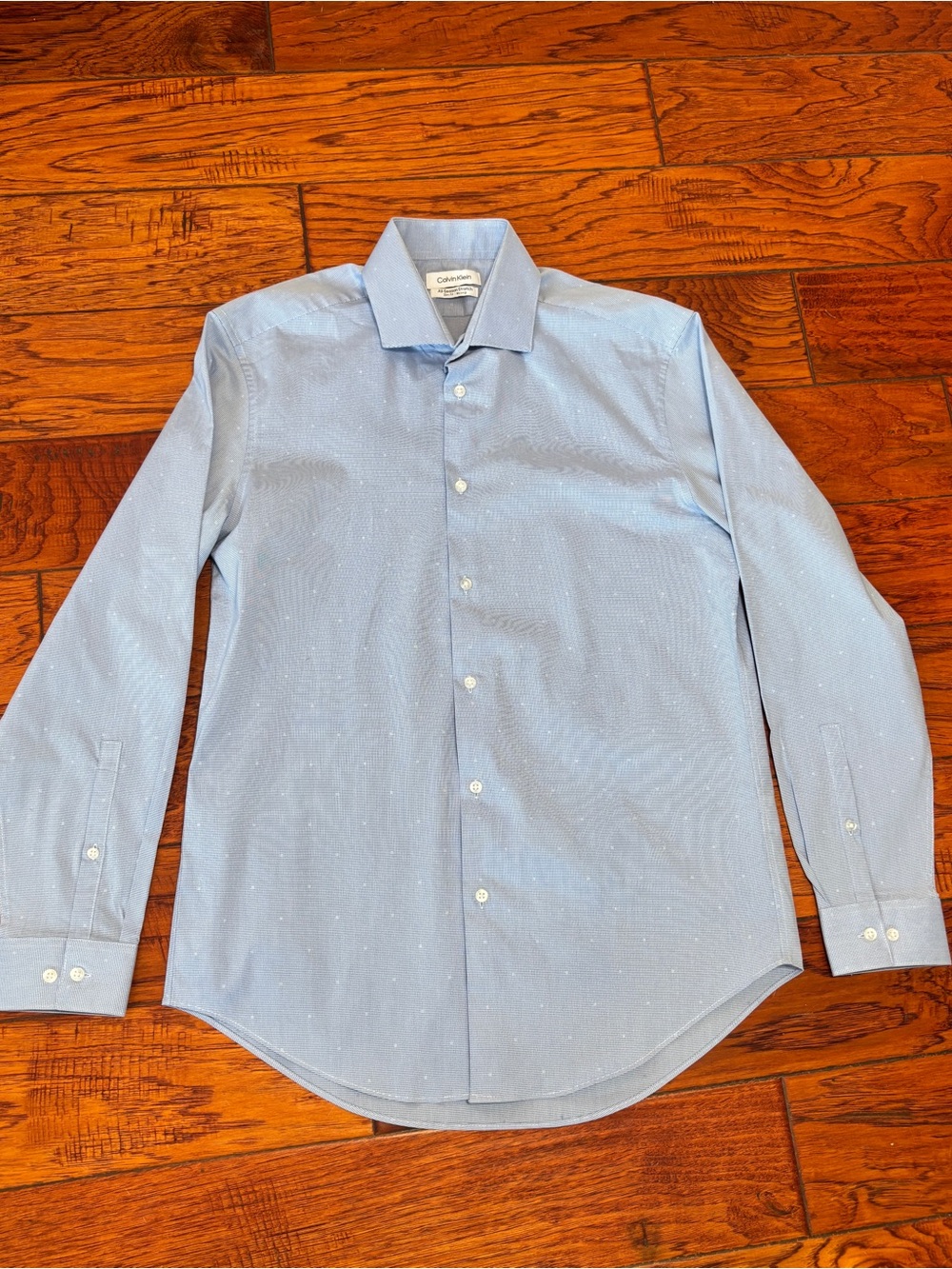 Calvin Klein Light Blue Dot-Pattern Dress Shirt